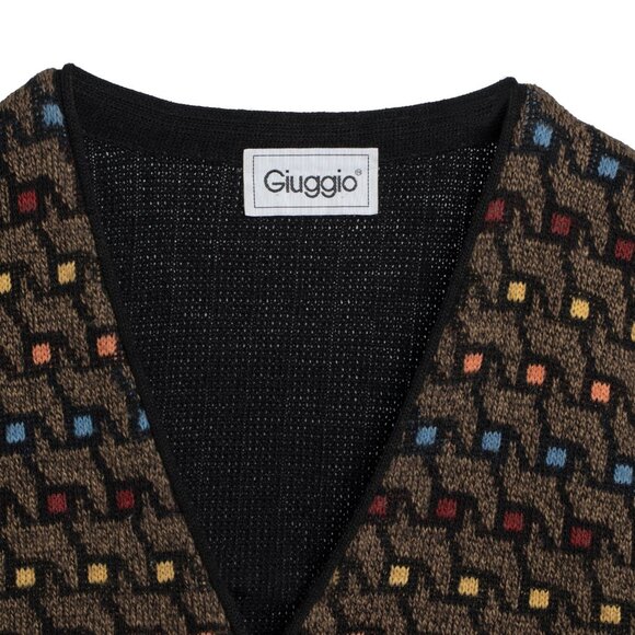 Giuggio (Italy) Vintage Mid-Century Jacquard Stockinette Knit Zip Vest : XL - Picture 2 of 8